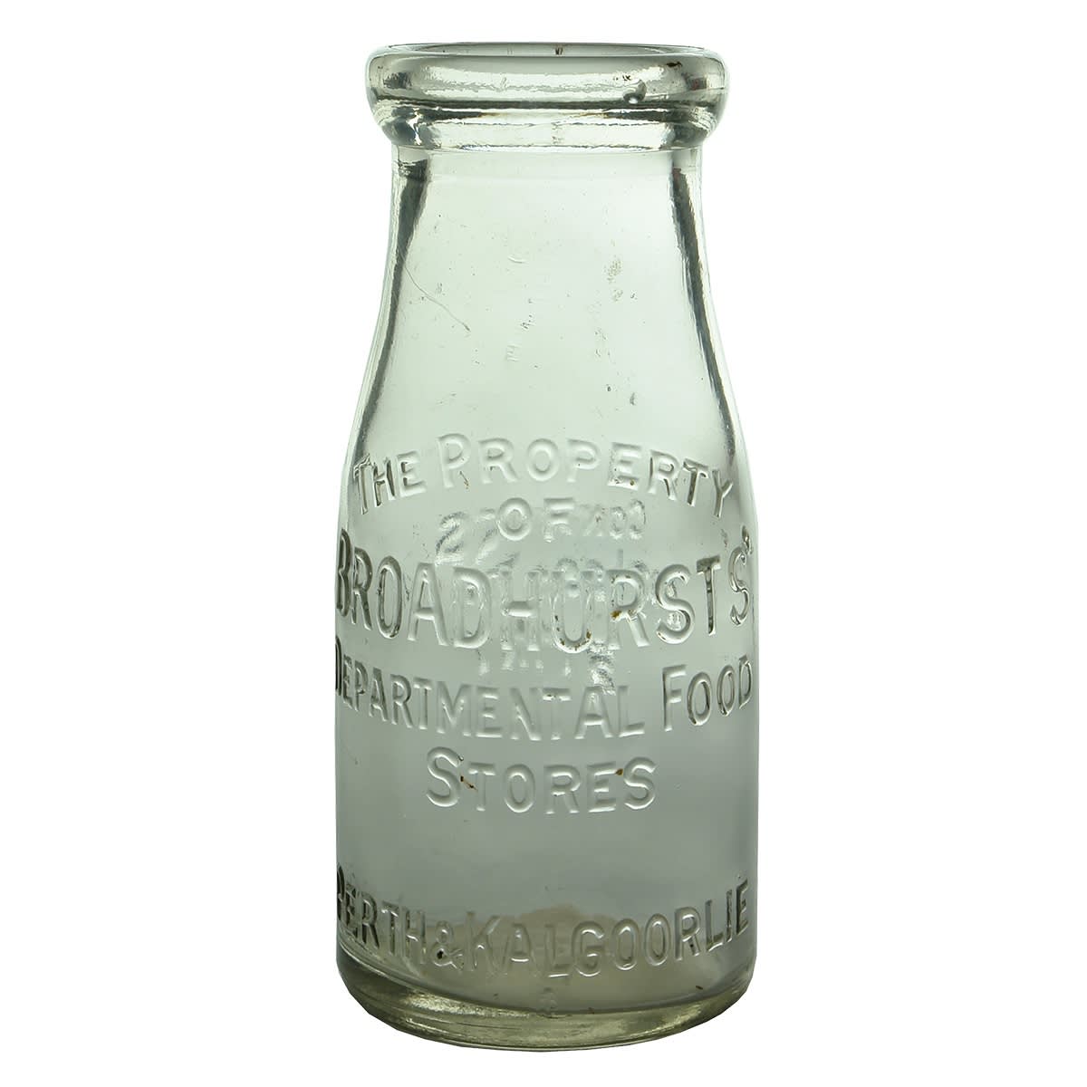 Milk. Broadhursts' Departmental Food Stores, Perth & Kalgoorlie. Half Pint. (Western Australia)