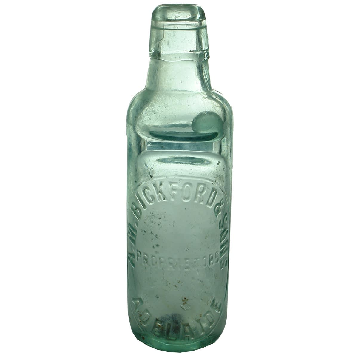 Codd. A. M. Bickford & Sons, Proprietors, Adelaide. All way pour. Aqua. 6 oz. (South Australia)