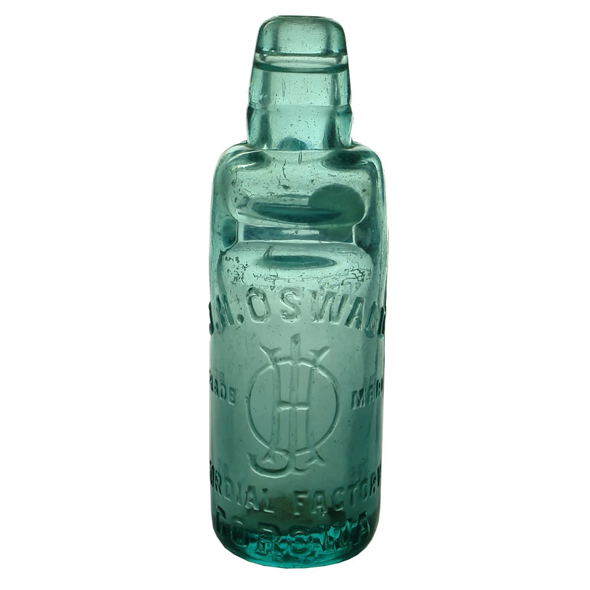 Codd. J. H. Oswald, Corowa. Soda Water. Blue Aqua. 6 oz. (New South Wales)