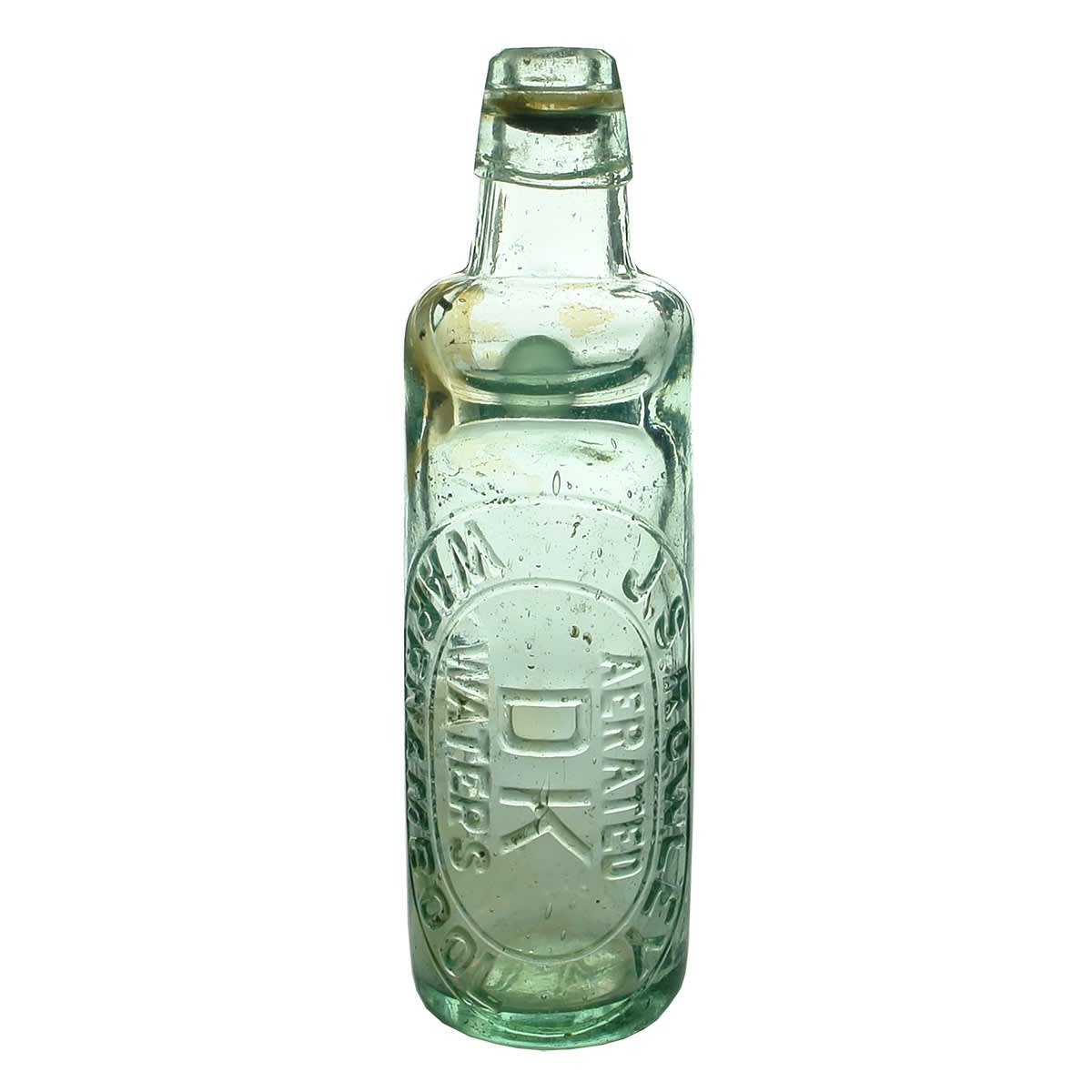 Codd. J. S. Rowley, Warrnambool and Hamilton. DK Initials. Kilner Bros made. 10 oz. (Victoria)