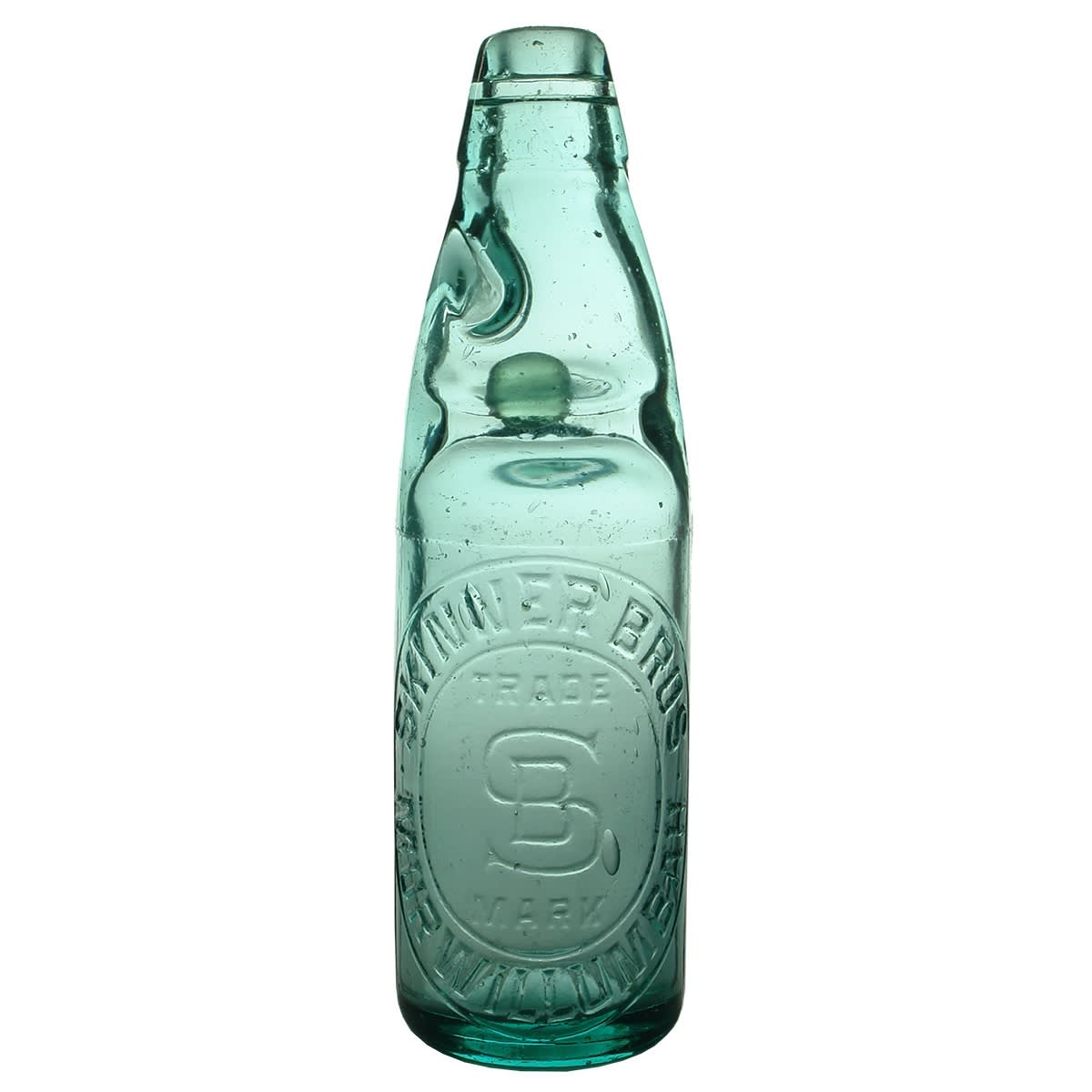 Codd. Skinner Bros., Murwillumbah. No glass makers mark. One Way Pour. Aqua. 10 oz. (New South Wales)