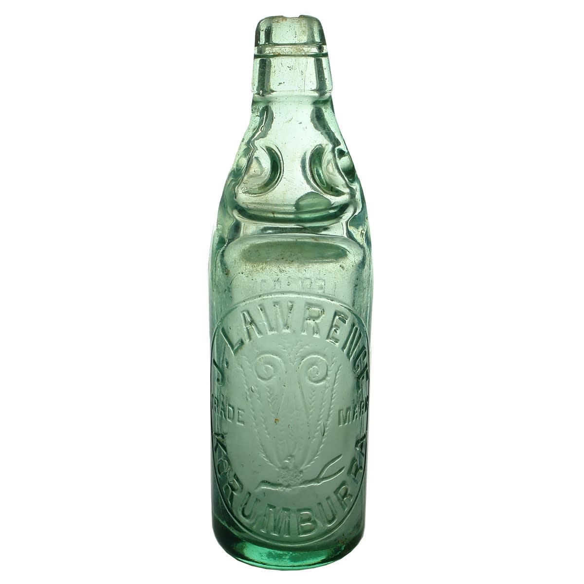 Codd. J. Lawrence, Korumburra. Lyrebird front on. Large circle. Lemonade on back. 10 oz. (Victoria)