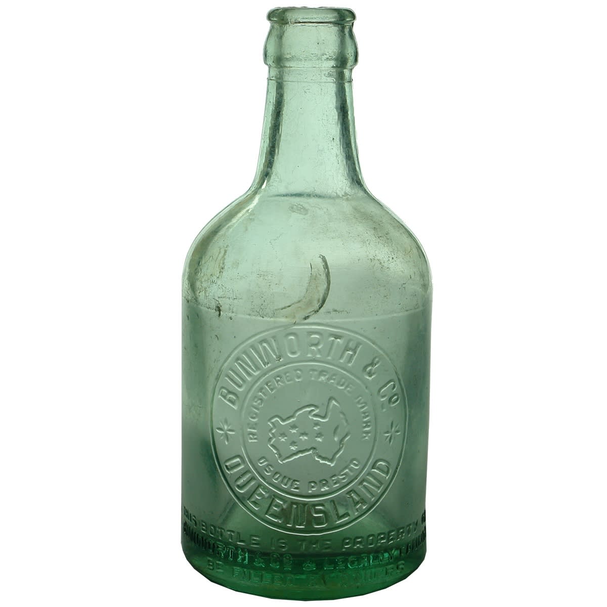 Crown Seal. Bunworth & Co., Queensland. Map of Australia. Dump. Machine made. (Gympie, Queensland)