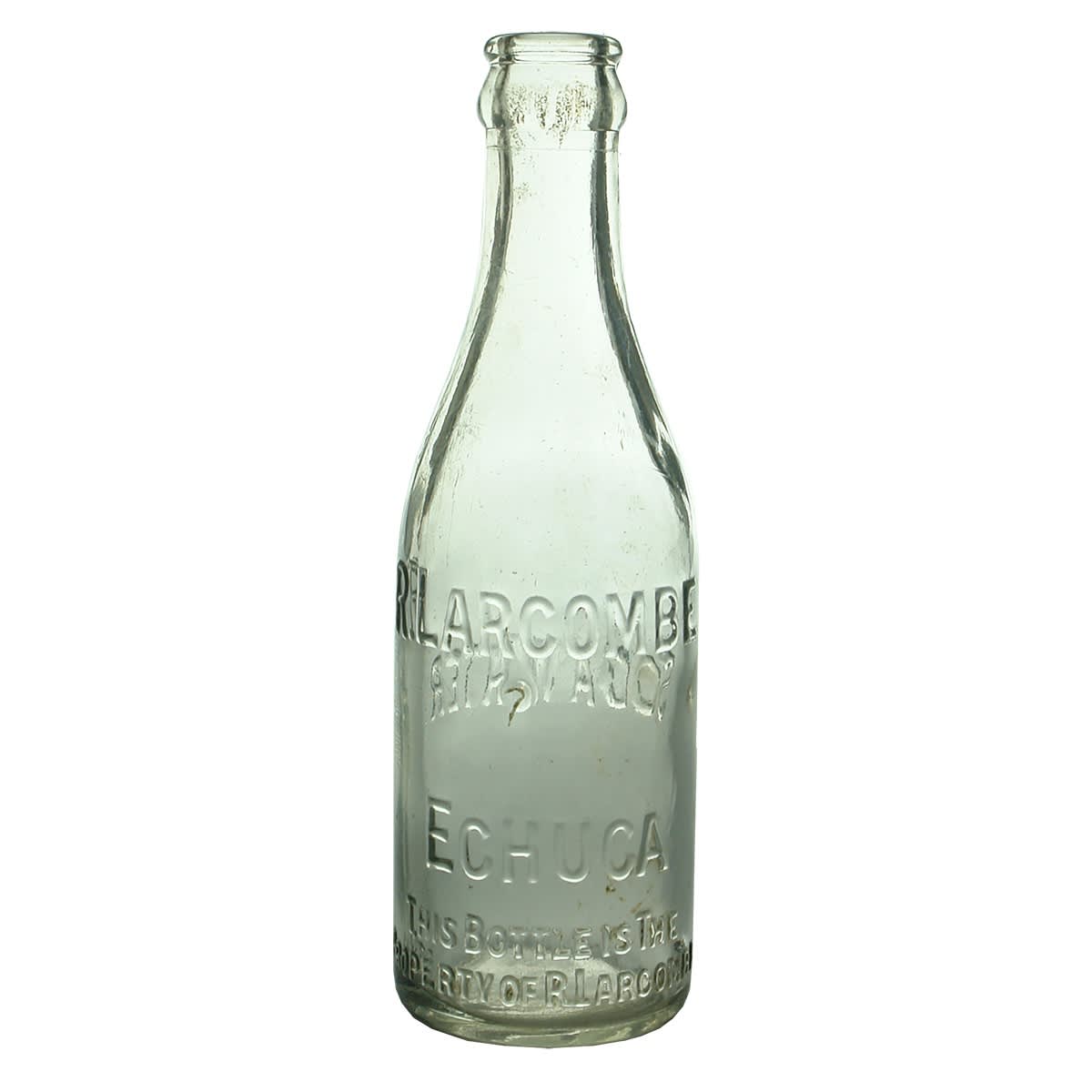 Crown Seal. R. Larcombe, Echuca. Soda Water. Clear. 6 oz. (Victoria)
