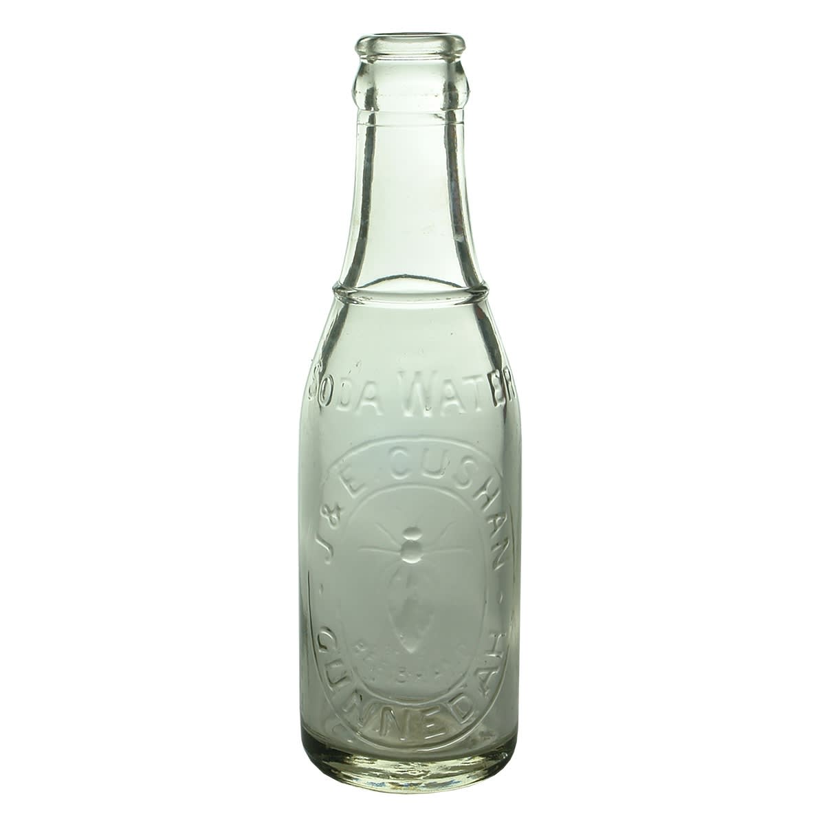 Crown Seal. J. & E. Cushan, Gunnedah. Bee Brand. Soda Water. Clear. 6 oz. (New South Wales)