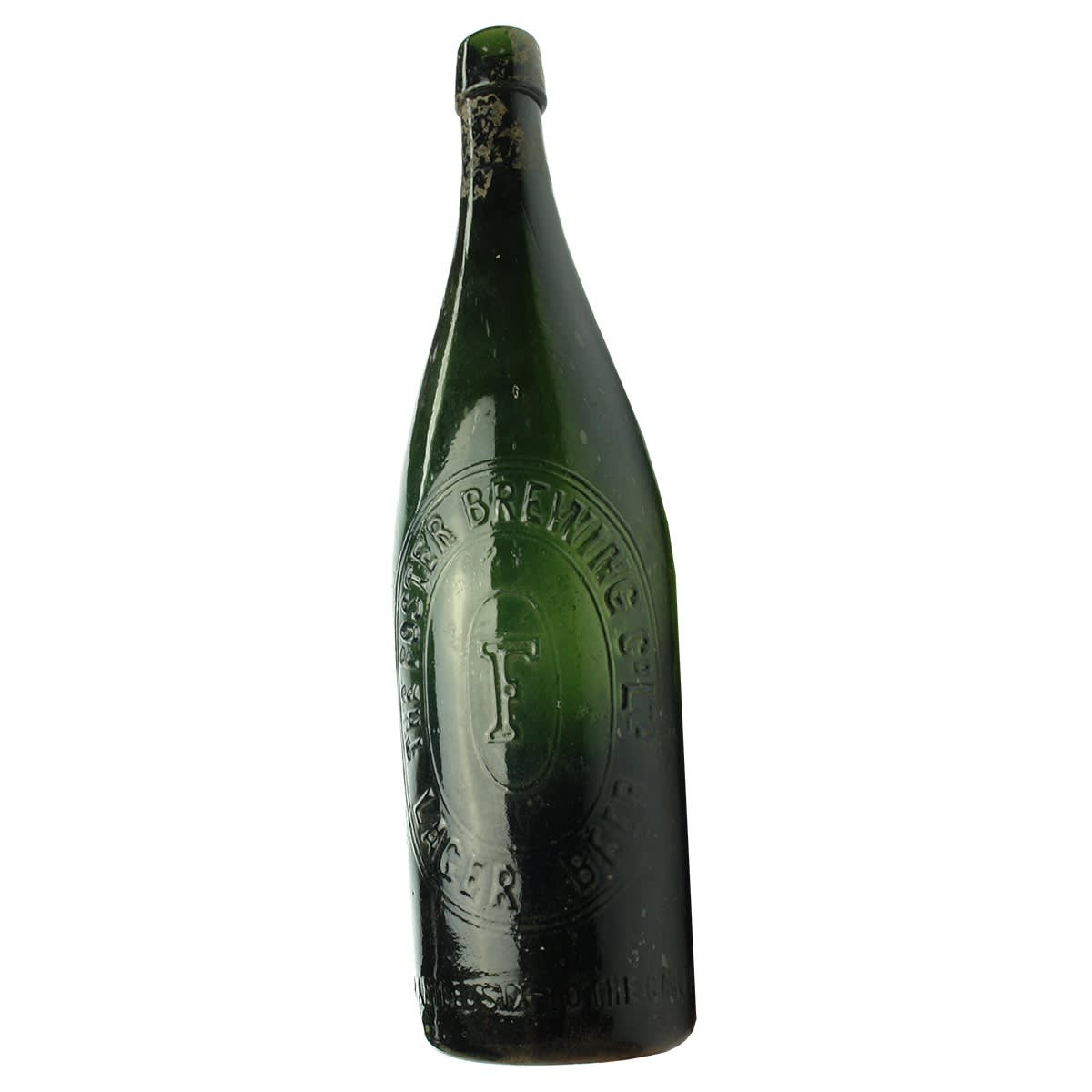 Beer. Foster Brewing Co Ltd, Lager Beer. FA base mark. Dark Green. 26 oz. (Victoria)