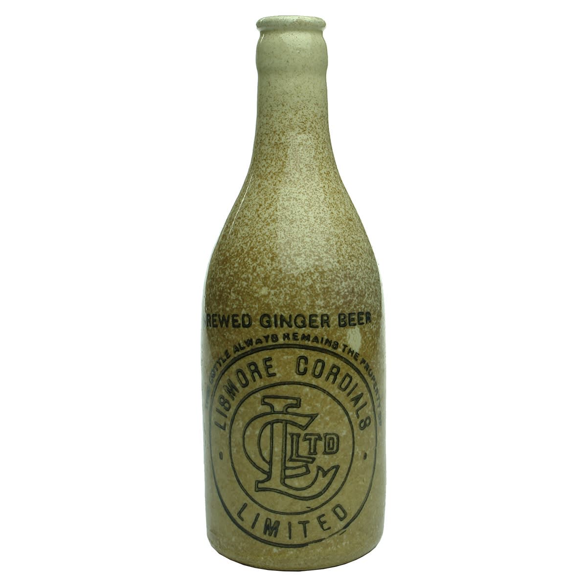 Ginger Beer. Lismore Cordials Limited. All White. Champagne. Crown Seal. (New South Wales)