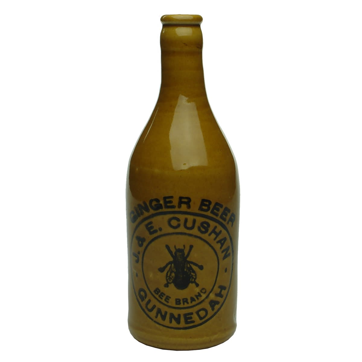 Ginger Beer. J. & E. Cushan, Bee Brand, Gunnedah. Crown Seal. All Tan. (New South Wales)