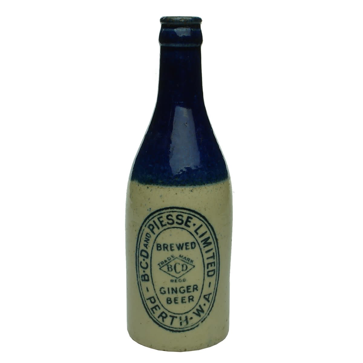 Ginger Beer. BCD and Piesse Limited. Perth. Blue Top. Crown Seal. (Western Australia)