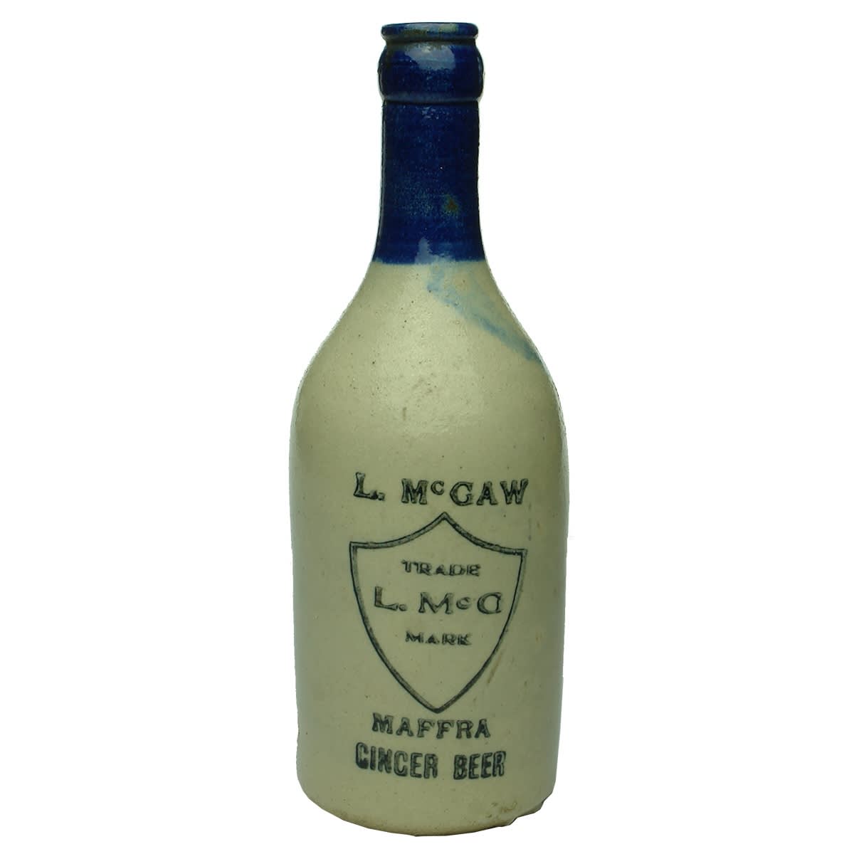 Ginger Beer. L. McGaw, Maffra. Crown Seal. Blue top. 10 oz. (Victoria)