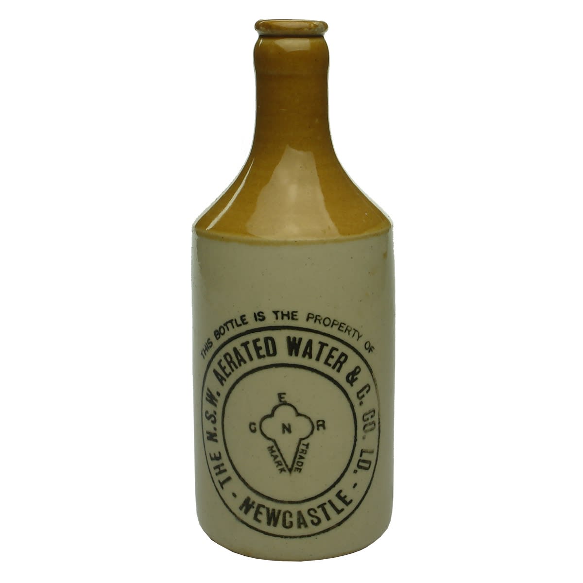 Ginger Beer. NSW Aerated Water & C. Co. Newcastle. Crown Seal. Dump. Tan Top. (New South Wales)