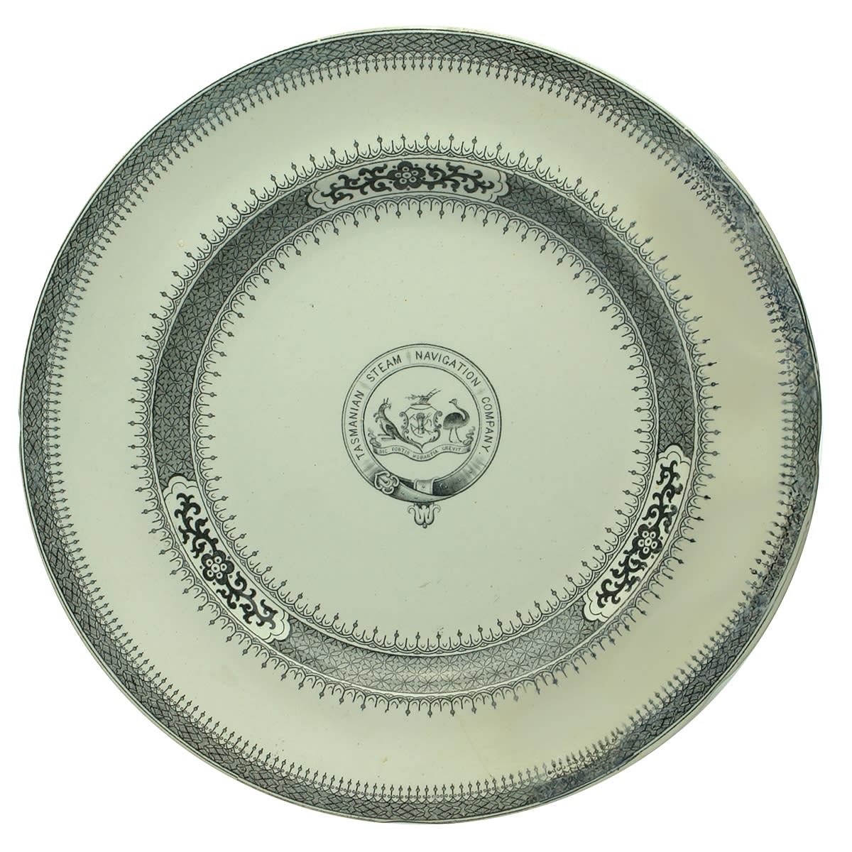 Shipping Plate. Tasmanian Steam Navigation Company. Unofficial Hobart Coat of Arms. J. Green, London. (Tasmania)