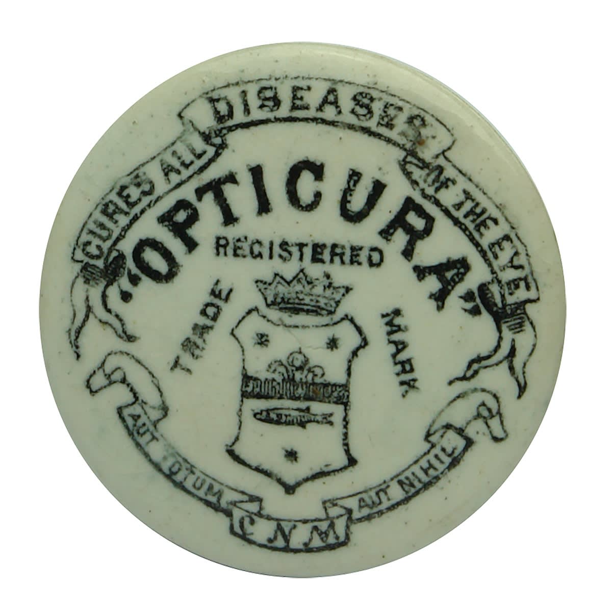 Pot Lid. "Opticura" Eye Ointment. (Williamstown, Victoria)