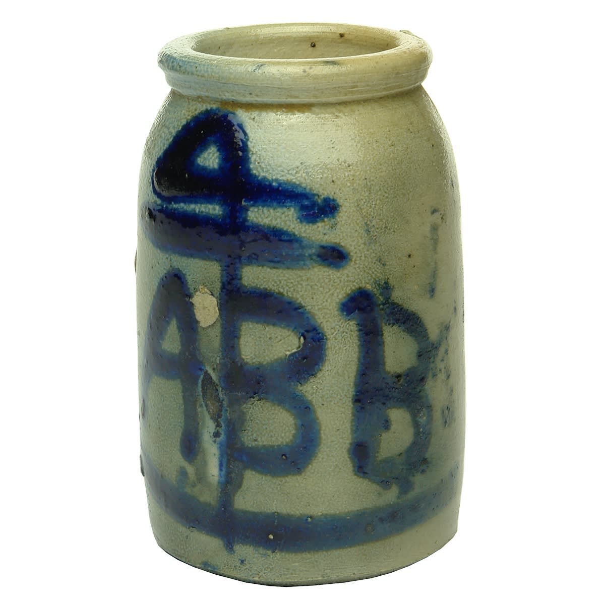 Mustard. ABB & Anchor. Dark Blue on grey glaze.