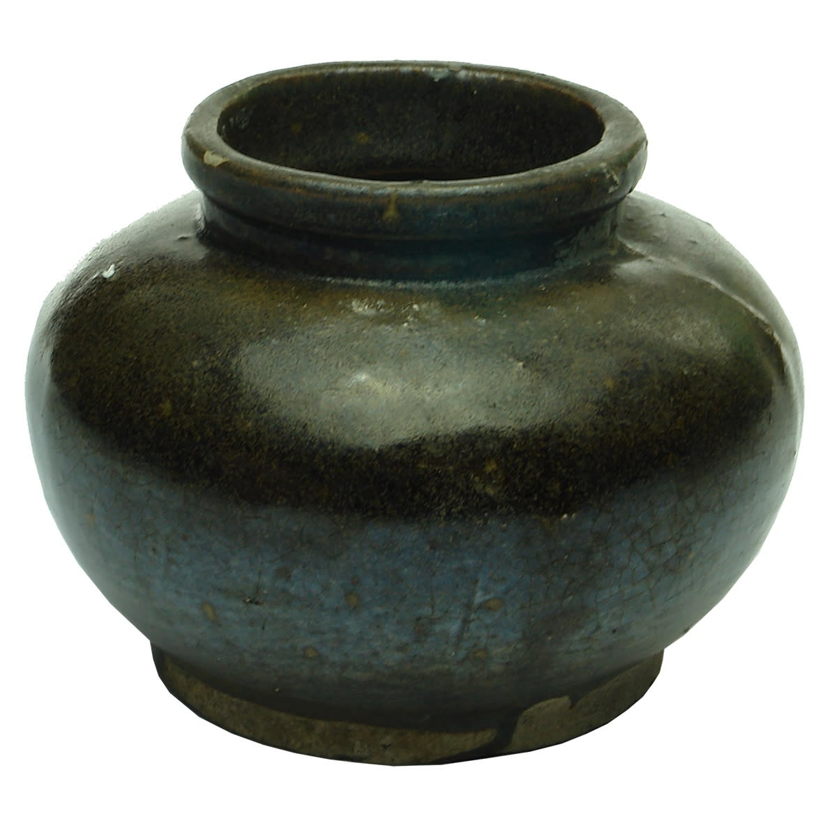 Chinese. Wide Mouth Bean Jar. Chocolate Glaze. 91 mm. (China)