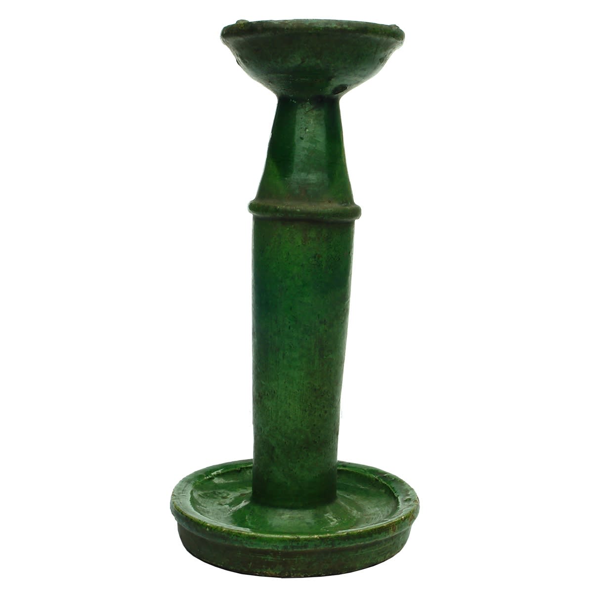 Chinese. Green / Jade coloured oil lamp or candle holder. (China)