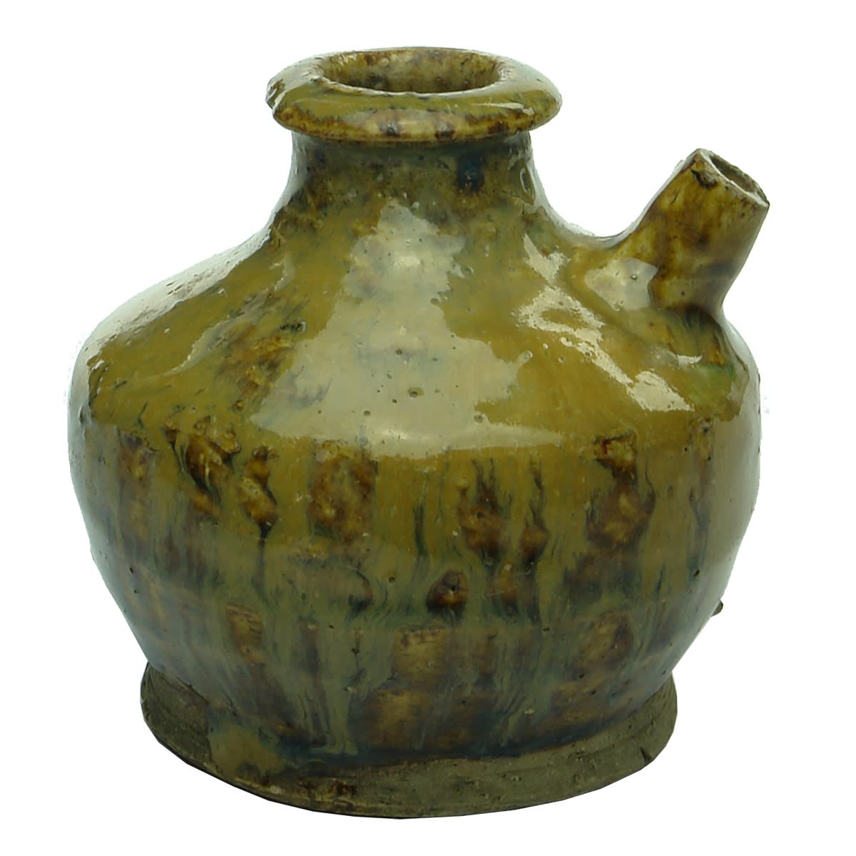 Chinese. Small Soy Sauce, Mustard and Brown Glaze Drips Throughout. 82 mm. (China)