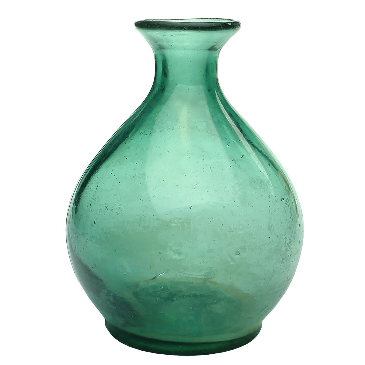 Chinese. Green Glass Tiger Whisky With Several Chinese Characters to One Side, Chinese Characters and a Bell to Other Side. No base mark. (China)