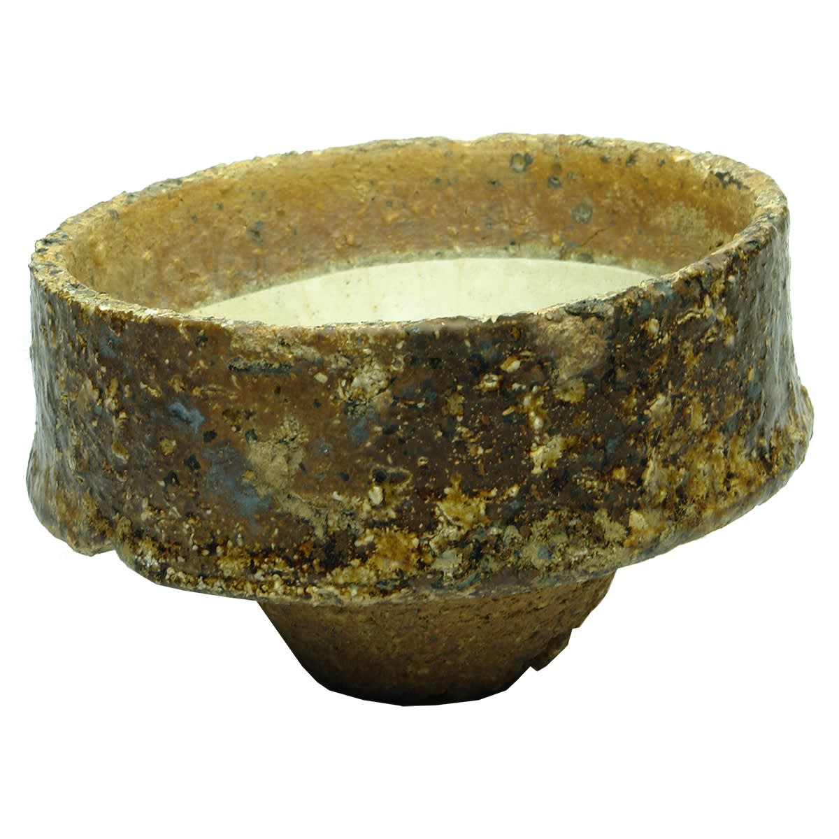 Chinese. Song dynasty bowl stuck to kiln furniture (called a saggar). 132 mm diameter.