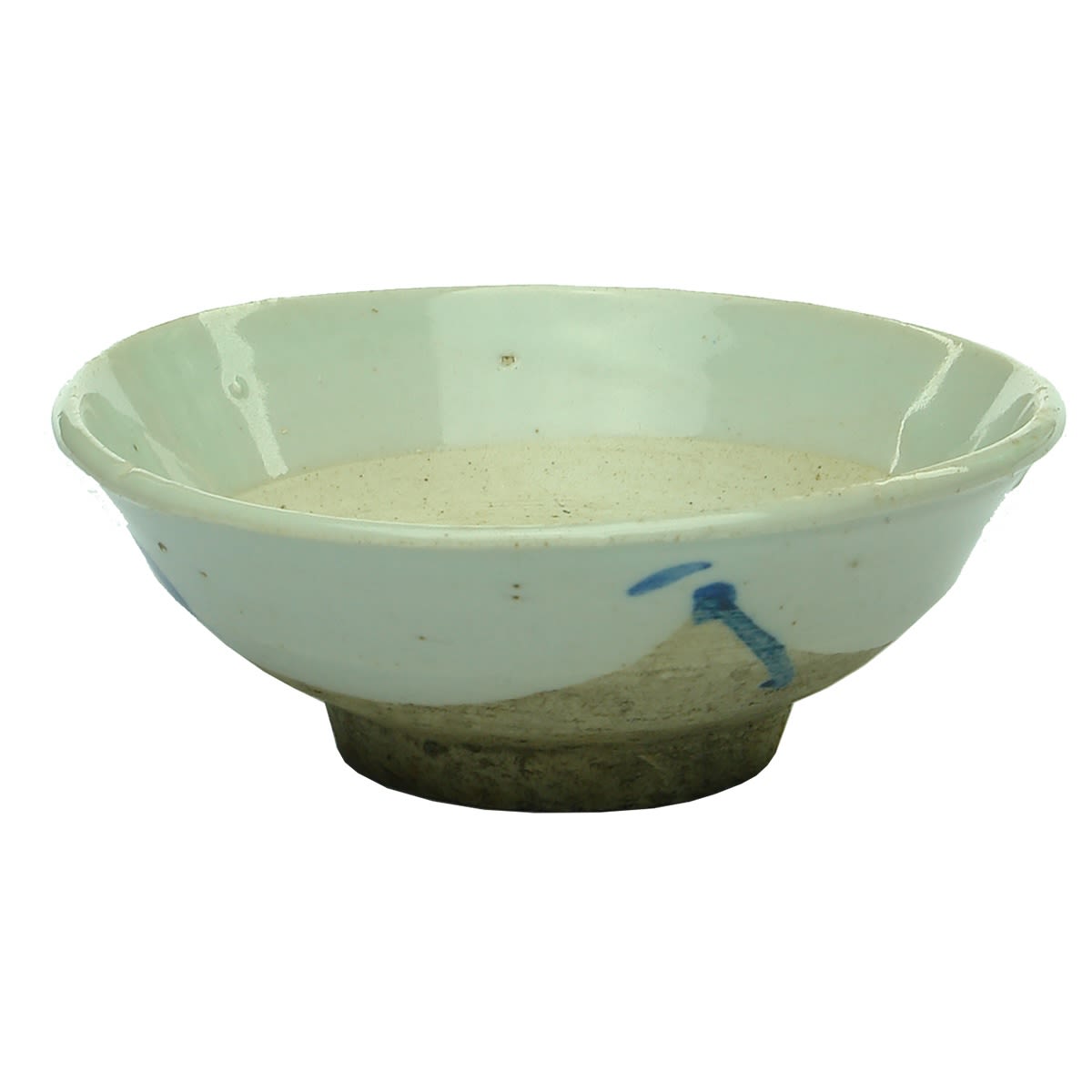 Chinese. Light grey bowl with blue design.