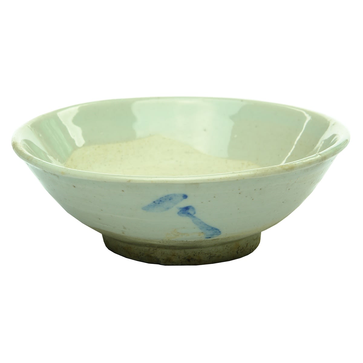 Chinese. Light grey bowl with blue design.
