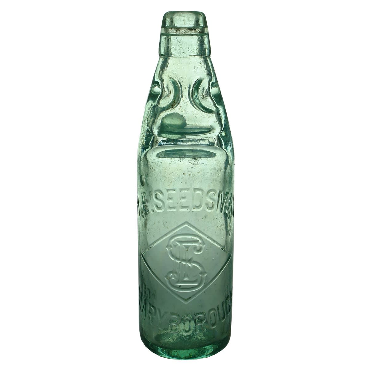 Codd. H. E. Seedsman, Maryborough. Diamond with Monogram. Aqua. 10 oz. (Victoria)