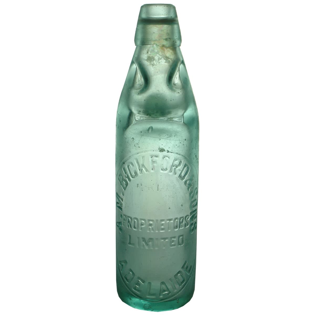 Codd. A. M. Bickford & Sons, Proprietors Limited, Adelaide. Niagara. Aqua. 10 oz. (South Australia)