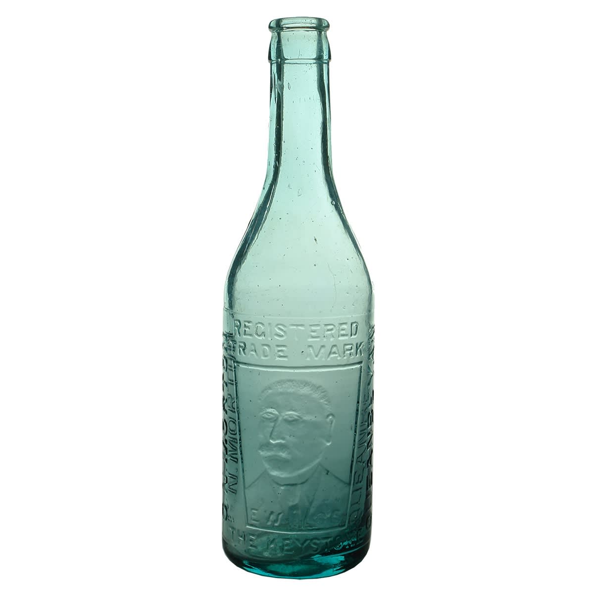 Crown Seal. G. N. Morton, Queanbeyan. E. W. O'Sullivan. The Keystone. Blue Aqua. 10 oz. (New South Wales)