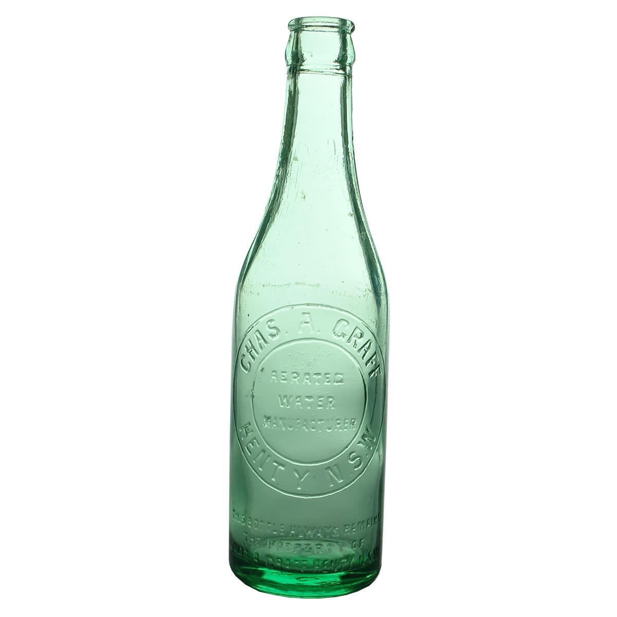 Crown Seal. Chas. A. Graff, Henty. Lime Green Aqua. 10 oz. (New South Wales)