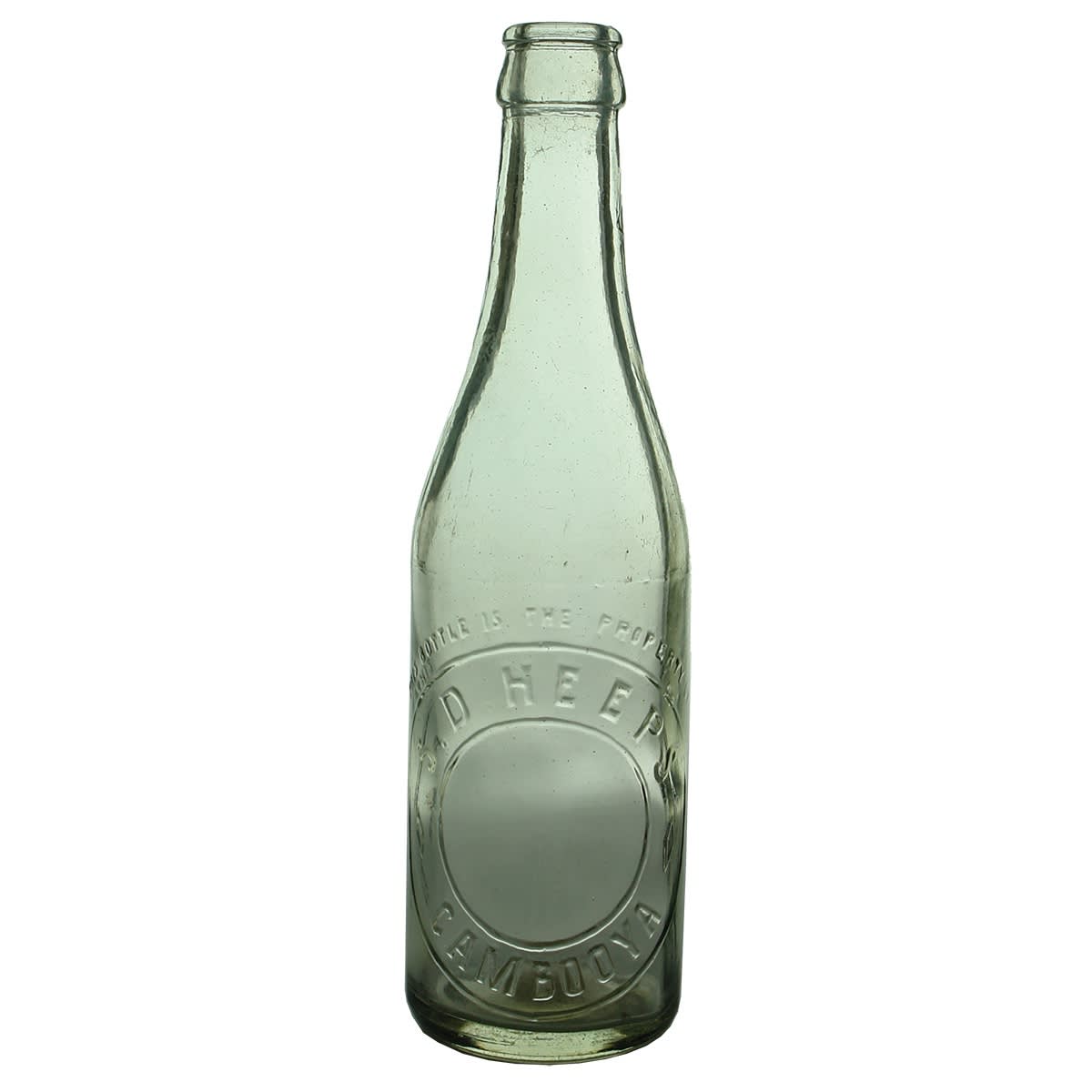 Crown Seal. S. D. Heeps, Cambooya. Champagne shape. Clear. 10 oz. (Queensland)