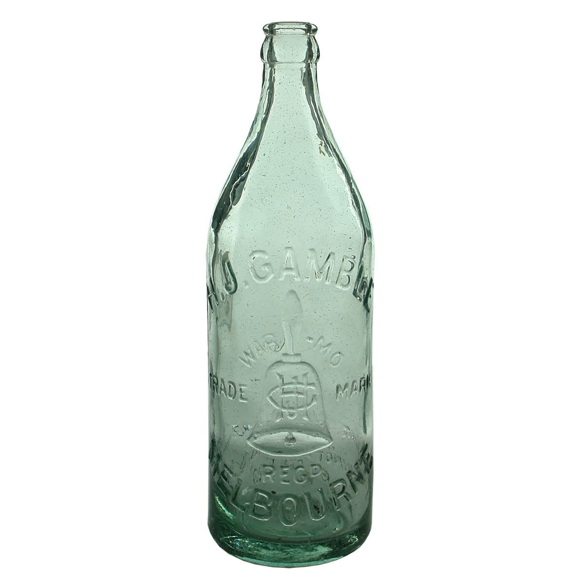 Crown Seal. H. J. Gamble, Melbourne. Warmo. Bell. Aqua. 24 oz. (Victoria)