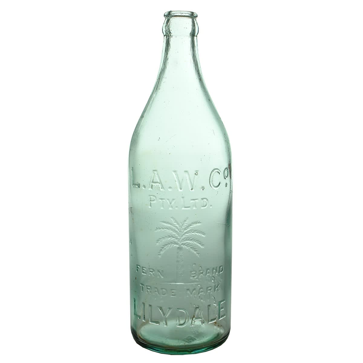 Crown Seal. Lilydale Aerated Waters. L. A. W. Co. Fern Brand.  Aqua.  24 oz. (Victoria)