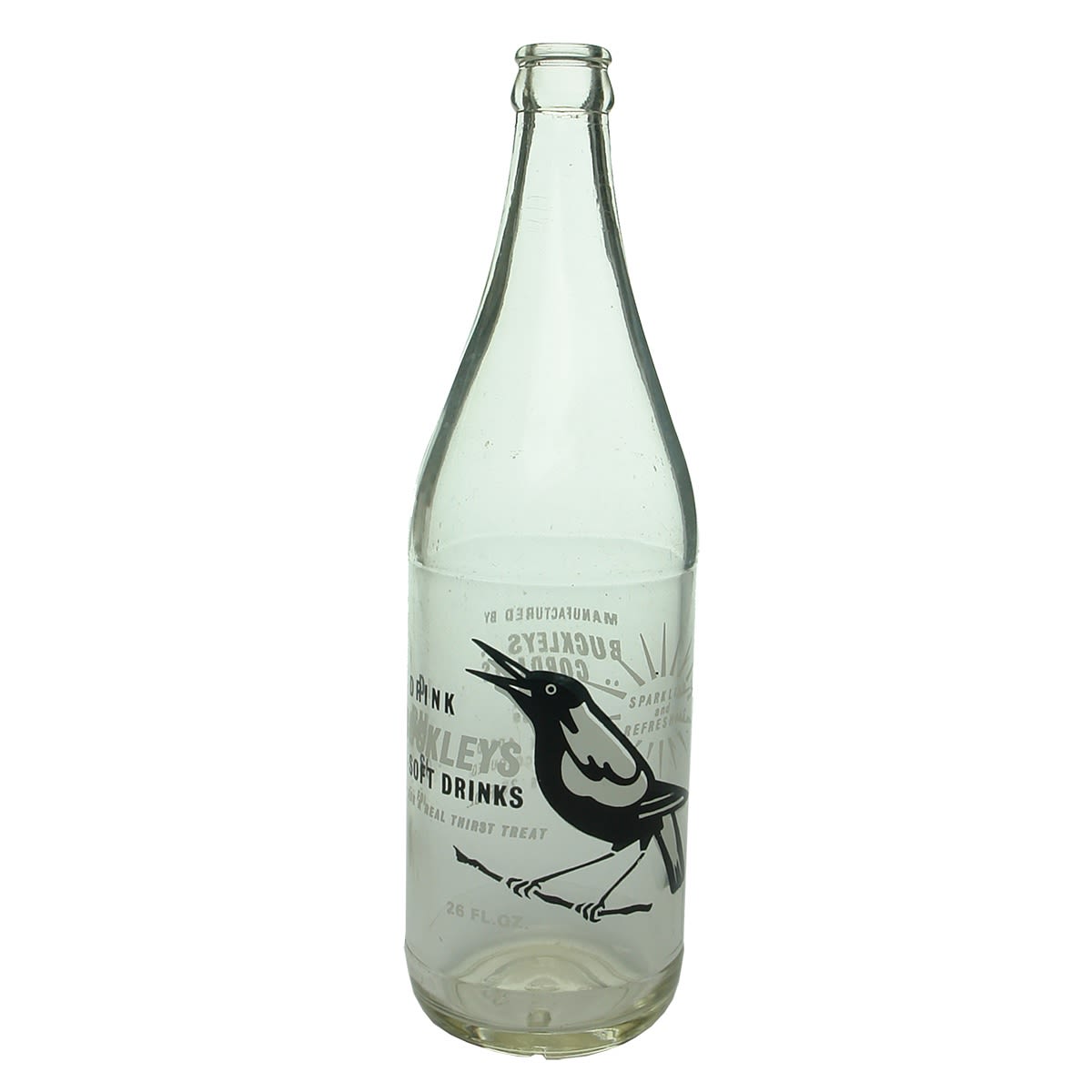 Crown Seal Ceramic Label. Buckleys Euroa. Magpie. 26 oz. Black & White Print. (Victoria)