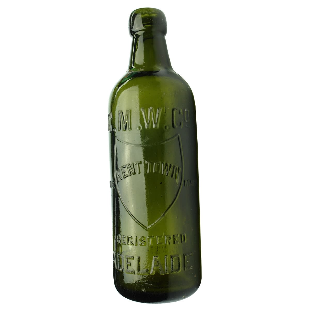 Internal Thread. C. M. W. Co., Kent Town, Adelaide. Co-operative Mineral Water Co. Green. 26 oz. (South Australia)