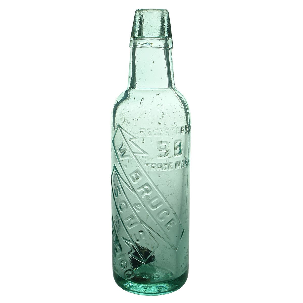 Lamont. W. Bruce & Sons, Bendigo. Ribbons embossing. Cannington Shaw. Aqua. 10 oz. (Victoria)