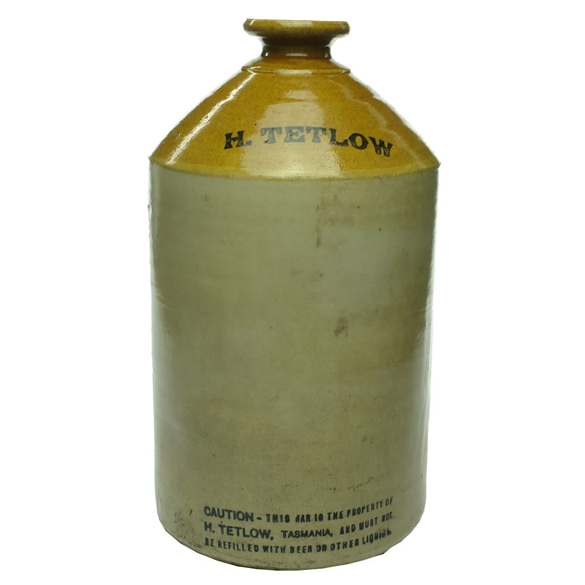 Demijohn. H. Tetlow, Tasmania. Internal Thread. Bendigo Pottery. (Tasmania)