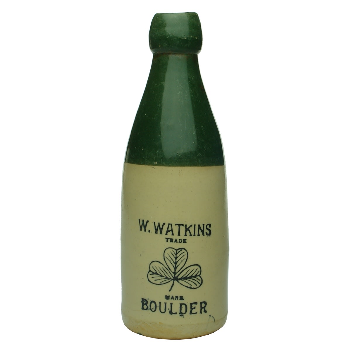 Ginger Beer. W. Watkins, Boulder. Shamrock. Champagne. Green Top. Price Bristol. (Western Australia)