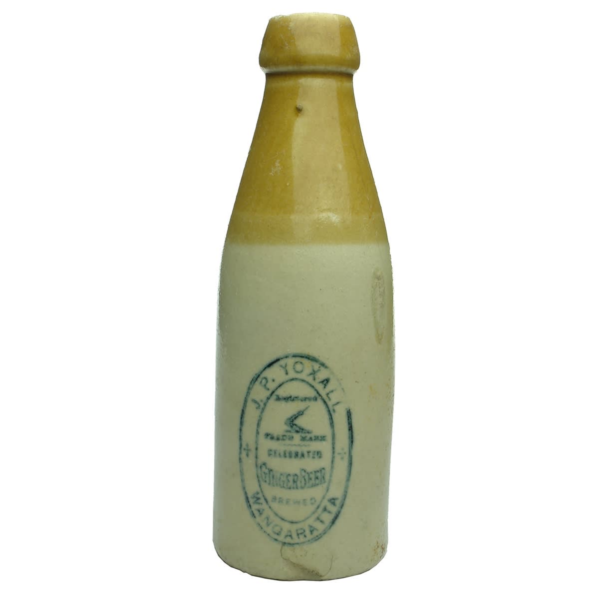 Ginger Beer. J. P. Yoxall, Wangaratta. Champagne. Internal Thread. Tan top. 10 oz. (Victoria)