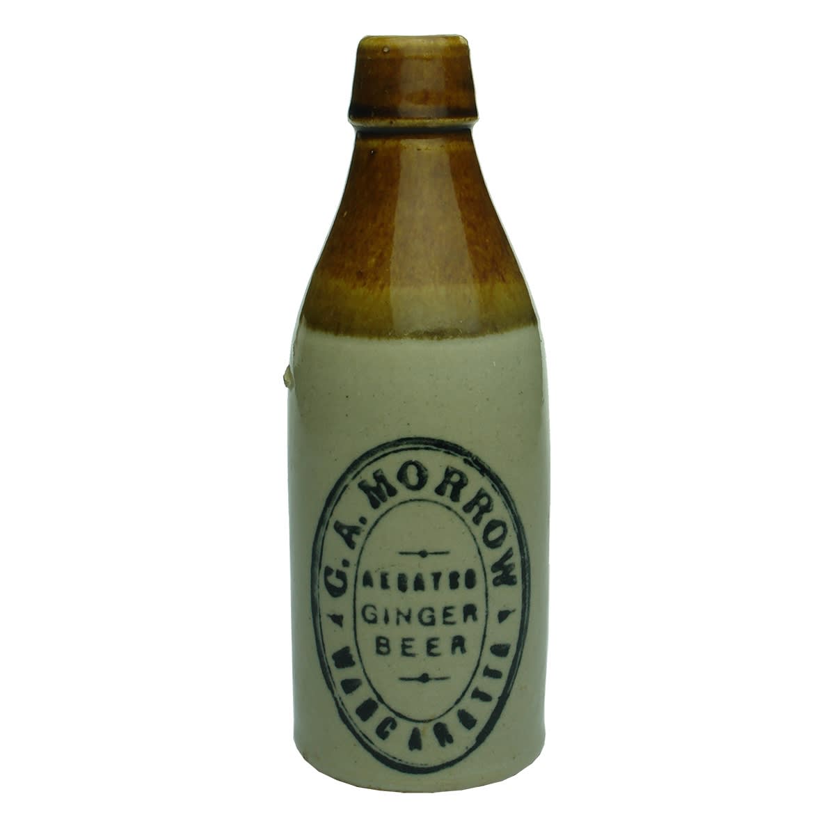 Ginger Beer. G. A. Morrow, Wangaratta. Aerated Ginger Beer. Champagne. Cork Stopper. Tan Top. (Victoria)