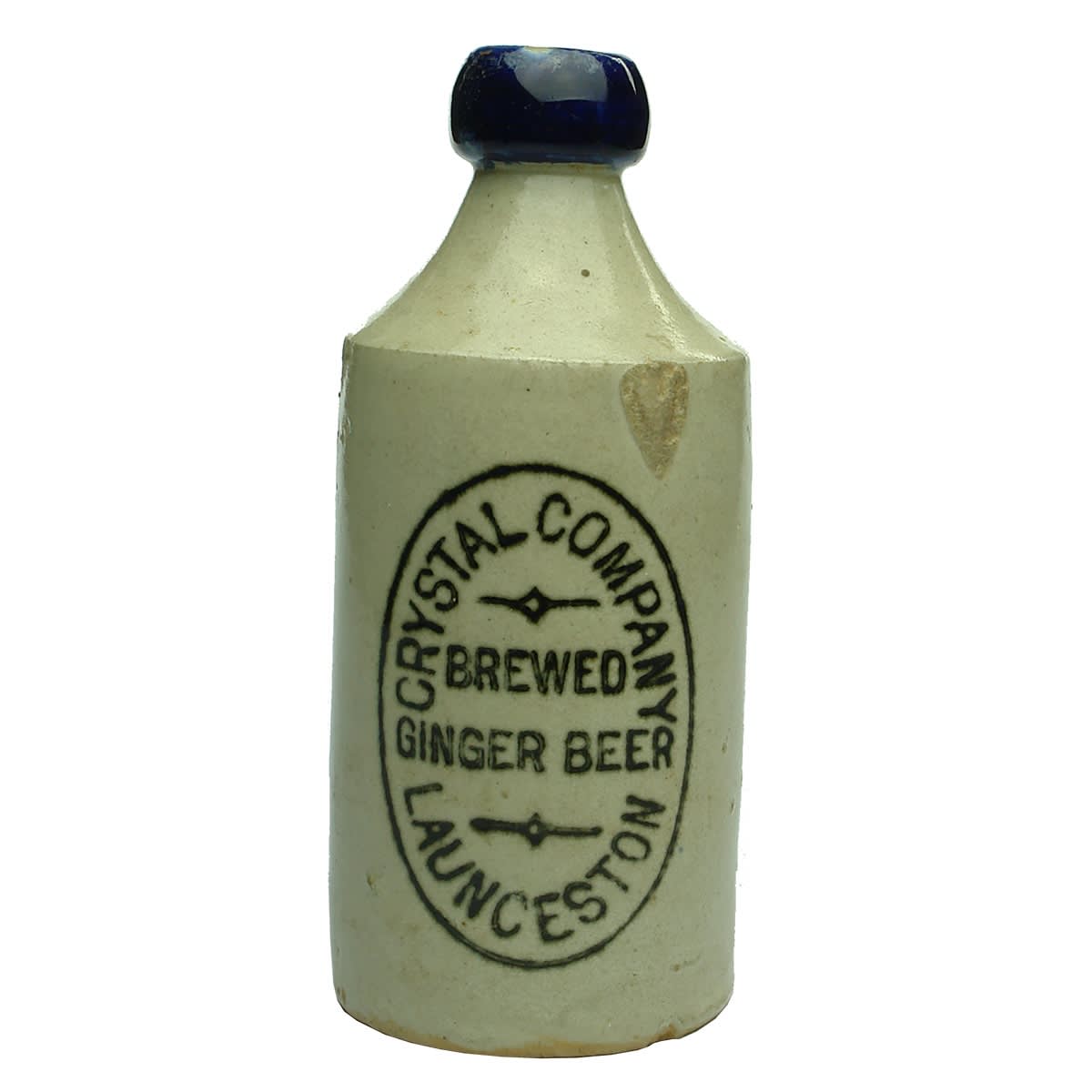 Ginger Beer. Crystal Company, Launceston. Bendigo Pottery. Dump. Blue Lip. (Tasmania)