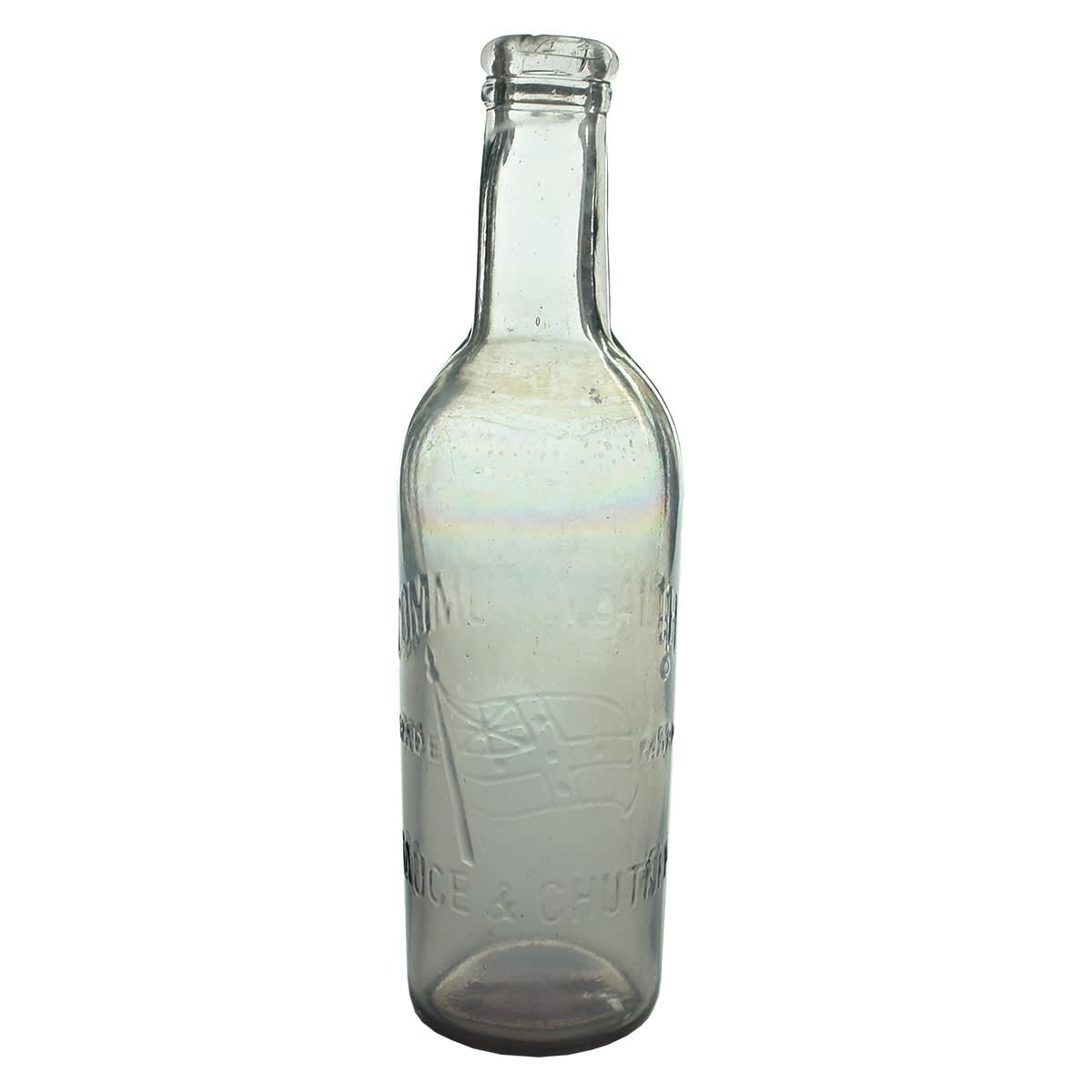 Sauce or Chutney. Commonwealth Sauce & Chutney. Flag. Sun Coloured Amethyst. 26 oz. (Victoria)