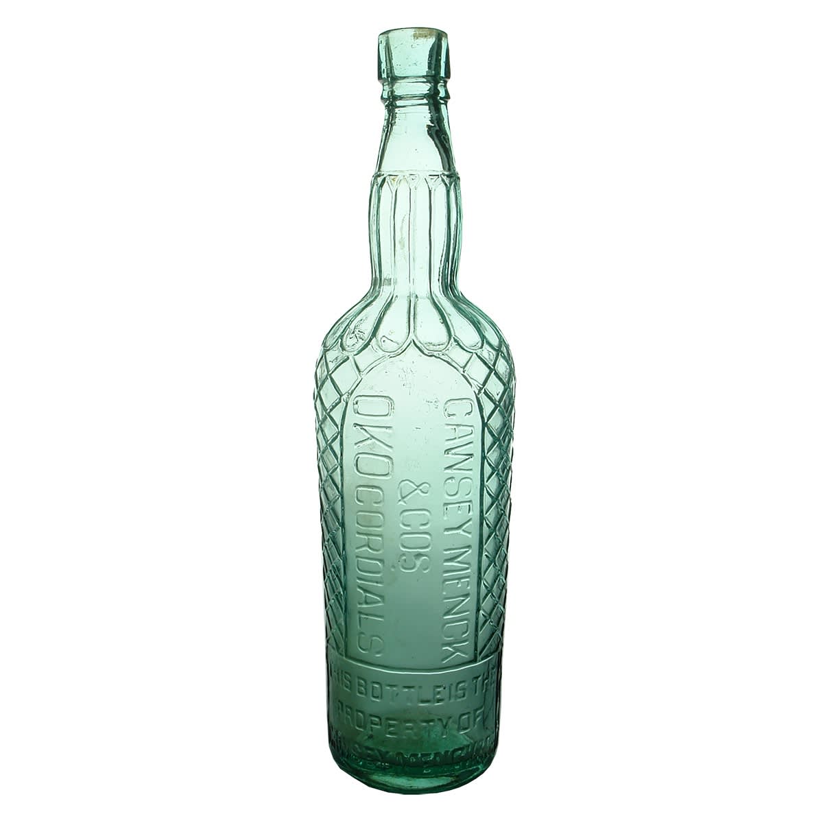 Cordial. Cawsey Menck & Cos. OKO Cordials. Aqua. 26 oz. (Victoria)
