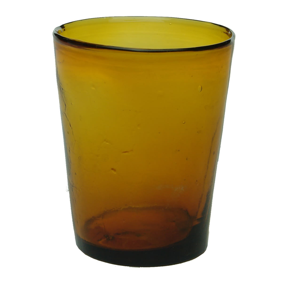 Fairy or Christmas Light. Amber glass shape. French. Wide round pontil scar.