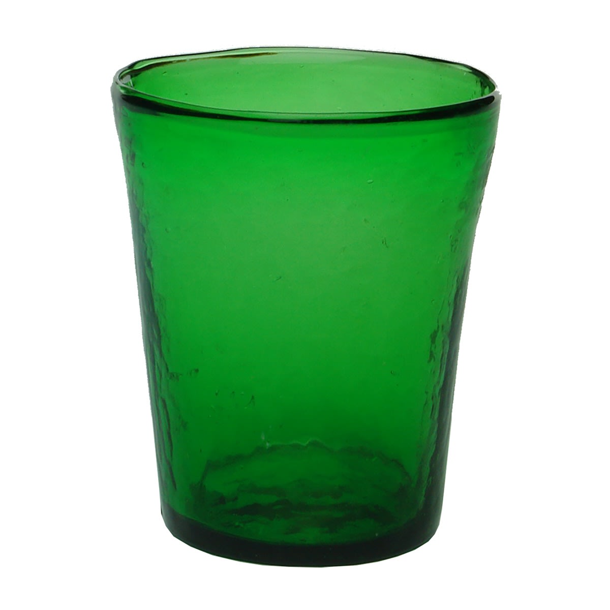 Fairy or Christmas Light. Green. glass shape. French. Wide round pontil scar.