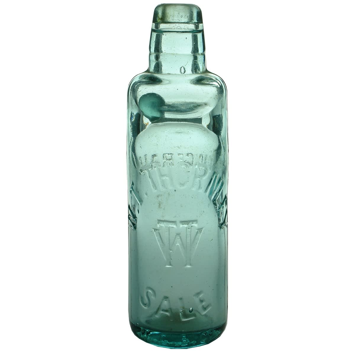 Codd. W. T. Thornley, Sale. Ginger Ale. All Way Pour. Aqua. 10 oz. (Gippsland, Victoria)