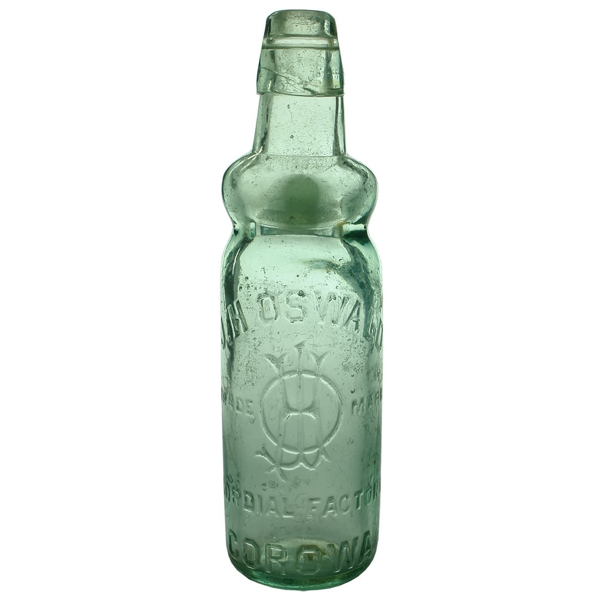 Codd. J. H. Oswald, Corowa. Bulge. Aqua. 10 oz. (New South Wales)