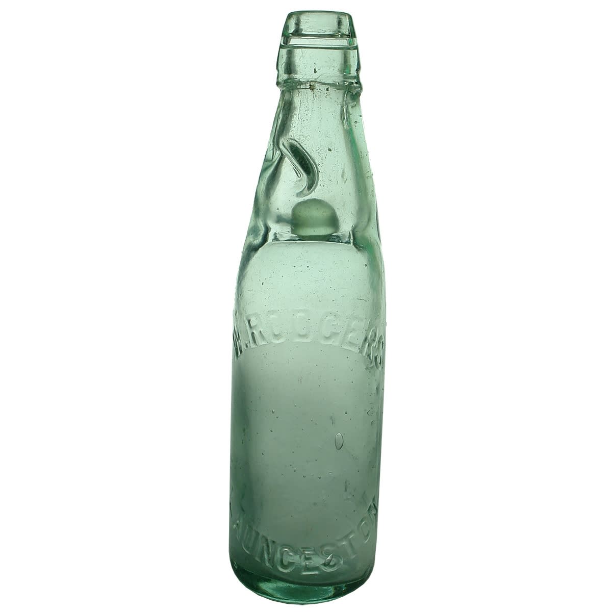 Codd. W. Rodgers, Launceston. One Way Pour. Aqua. 10 oz. (Tasmania)