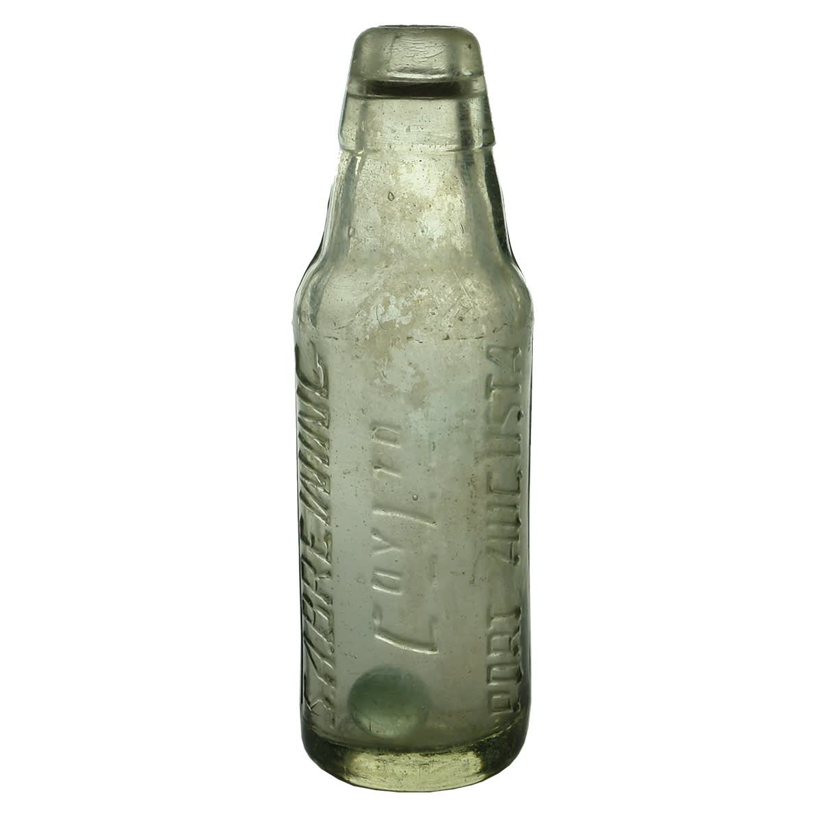 Lamont shaped with marble: S. A. Brewing Coy Ltd Port Augusta. Clear. 6 oz. (South Australia)
