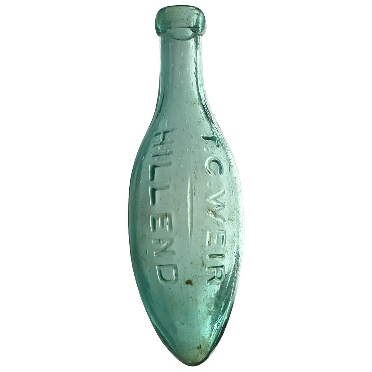 Torpedo. T. G. Weir (or T. C. Weir), Hill End. Aqua. 10 oz. (New South Wales)