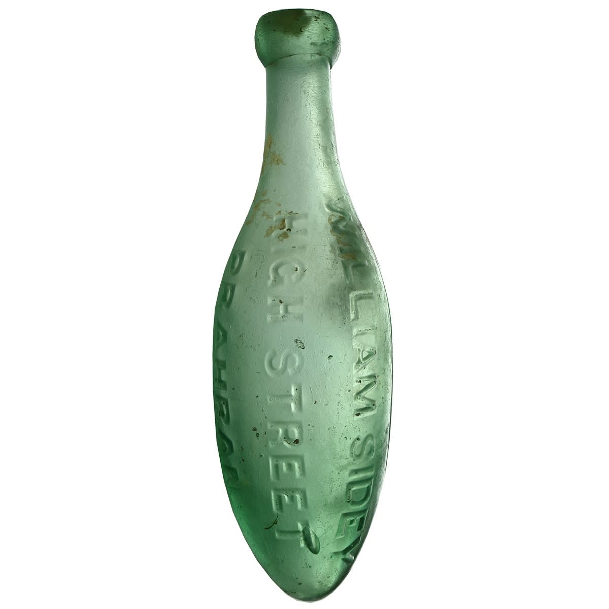 Torpedo. William Sidey, High Street, Prahran. Aqua. 10 oz. (Victoria)